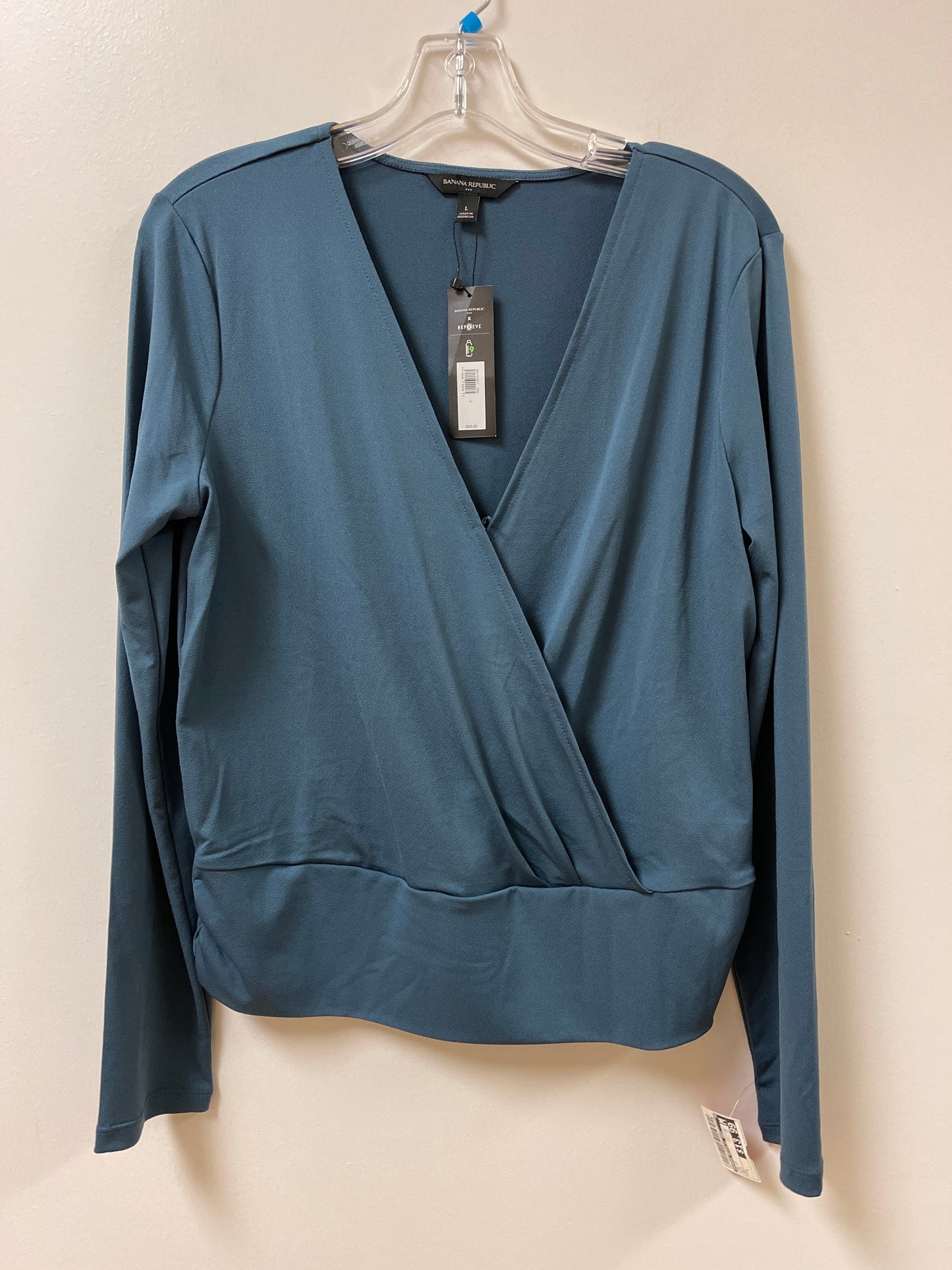 Top Long Sleeve By Banana Republic In Blue, Size: L