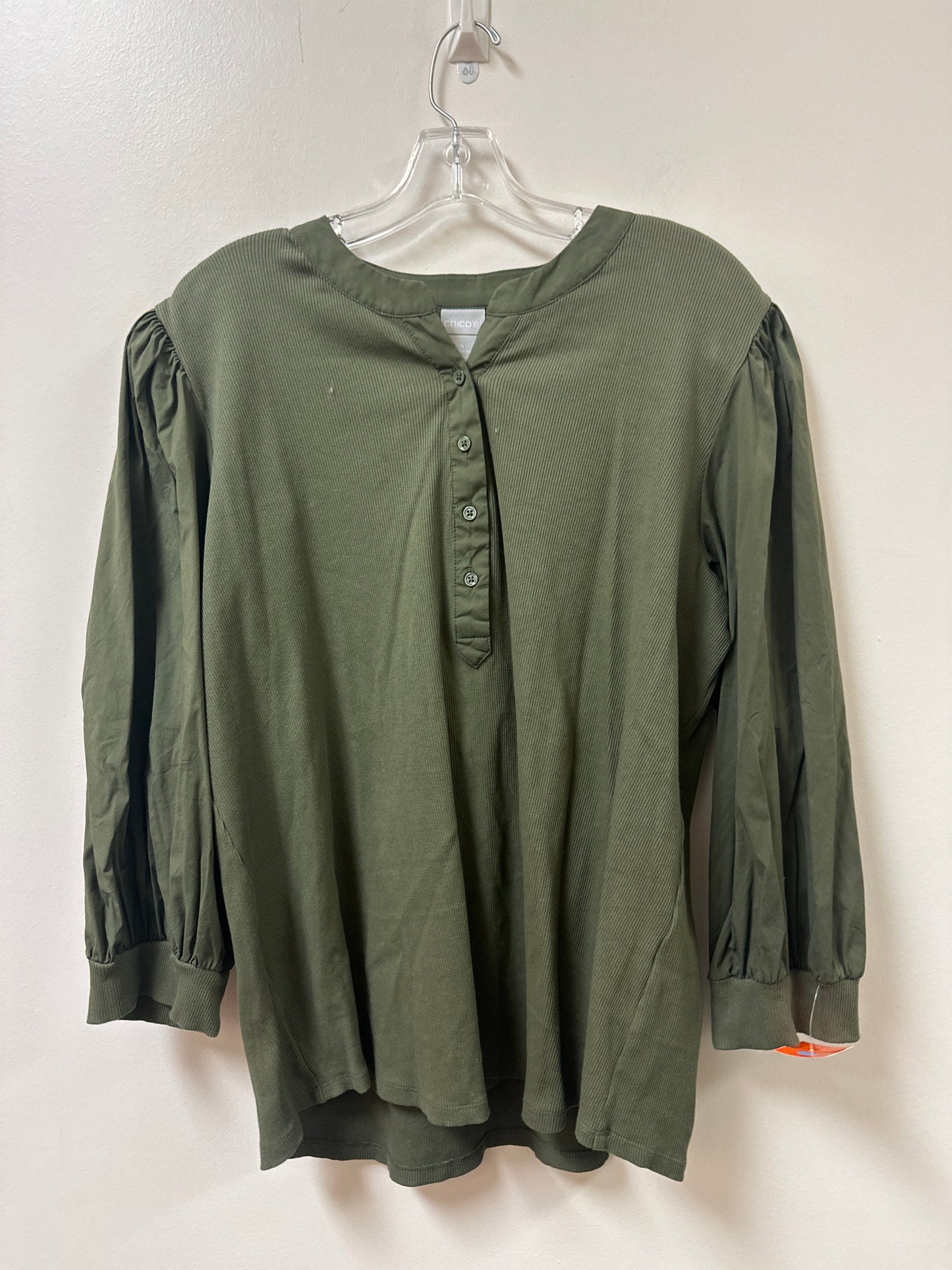 Top Long Sleeve By Chicos In Green, Size: 2x