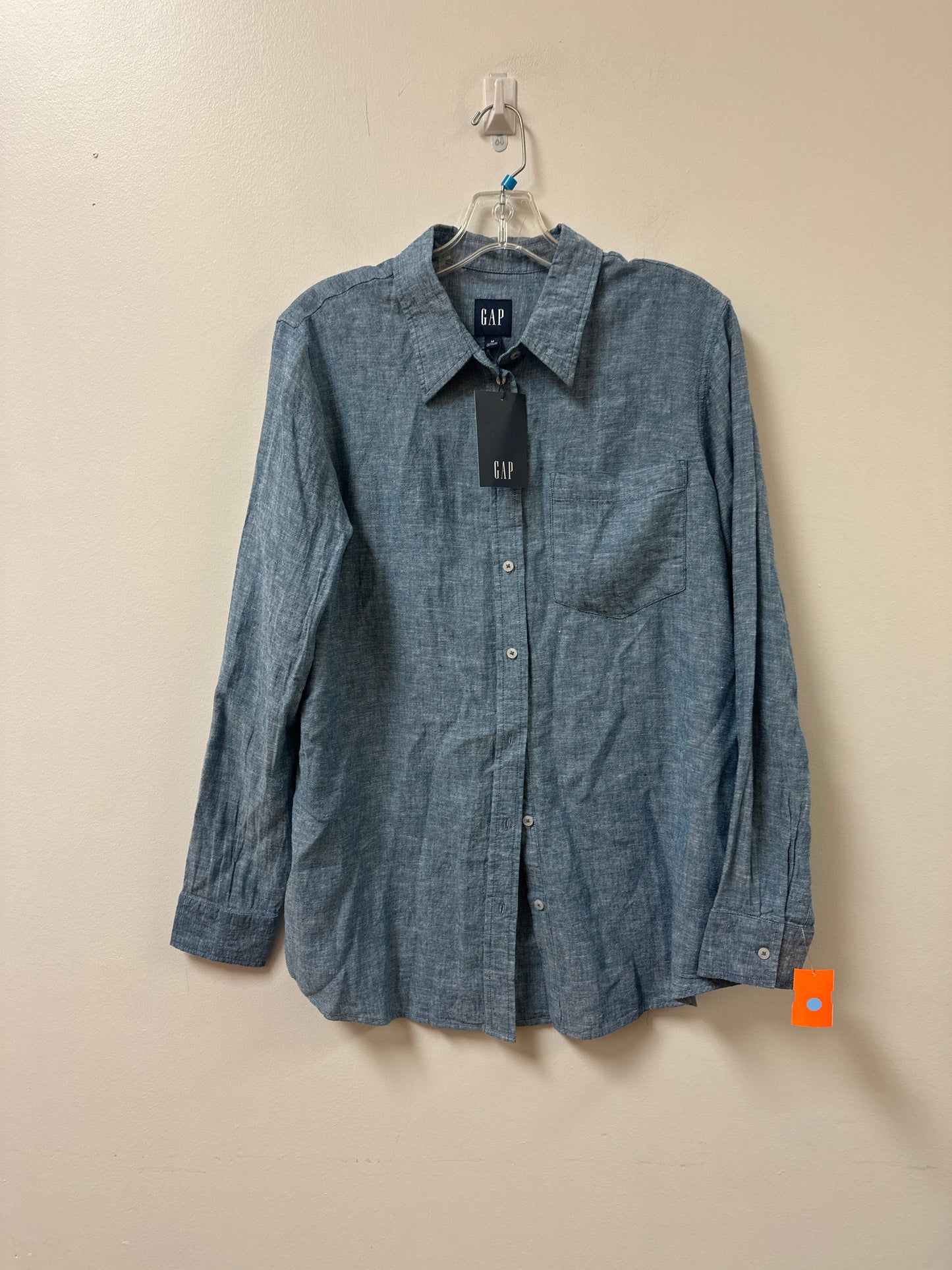 Blouse Long Sleeve By Gap In Blue, Size: M