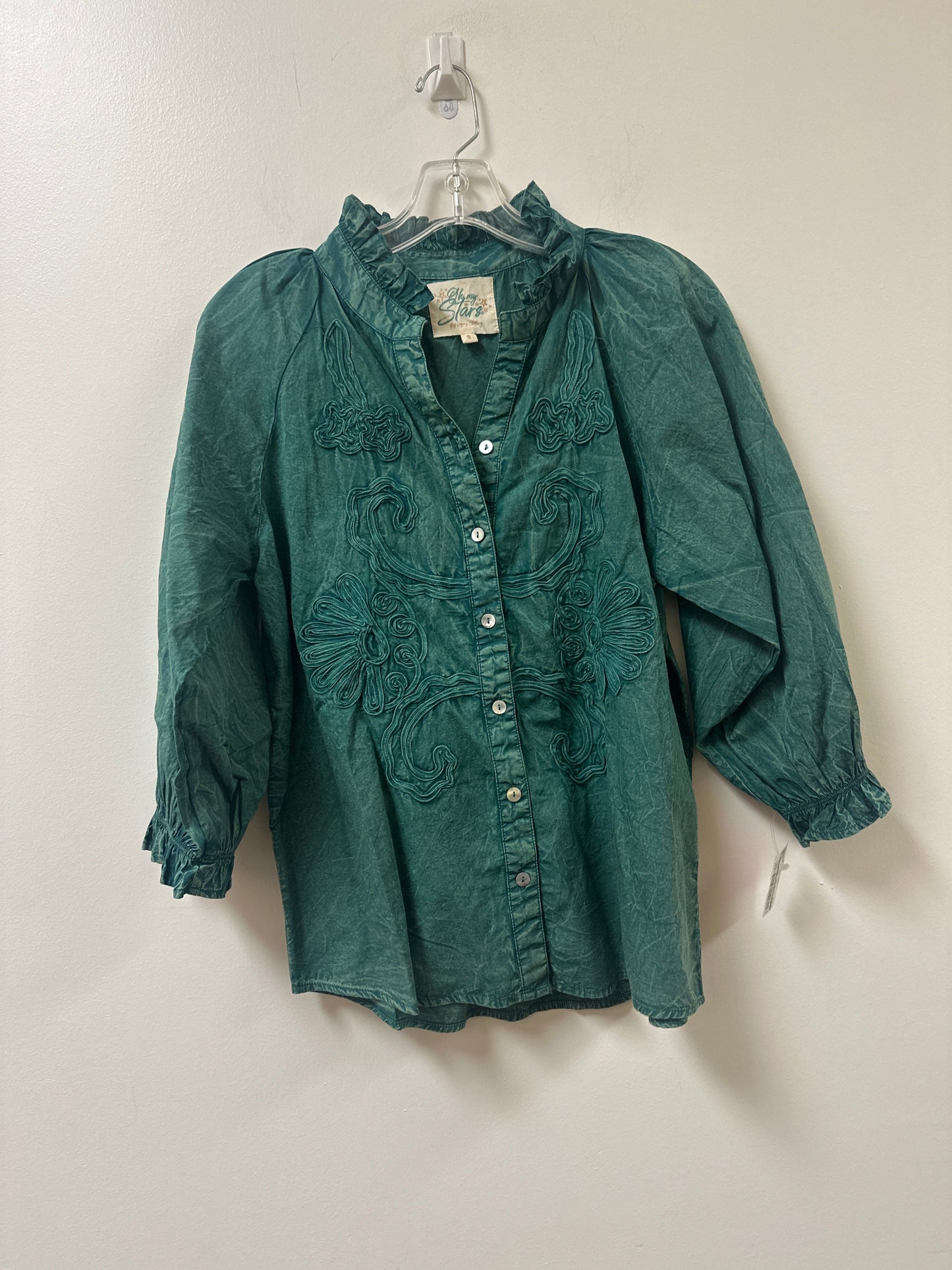 Blouse Long Sleeve By Clothes Mentor In Green, Size: S