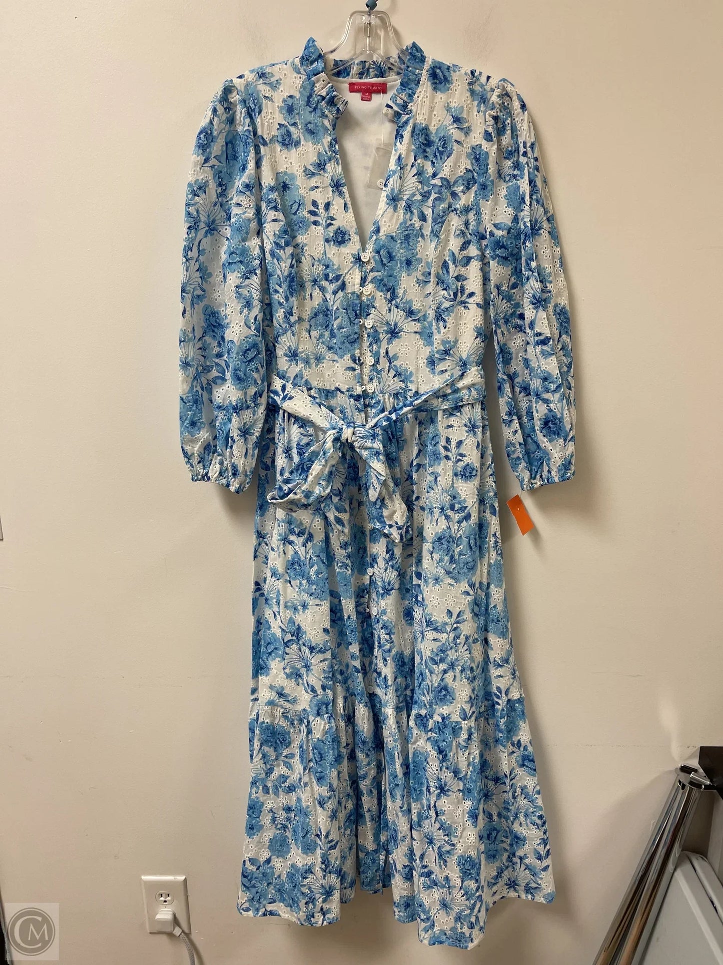 Dress Casual Maxi By Flying Tomato In Blue & White, Size: M