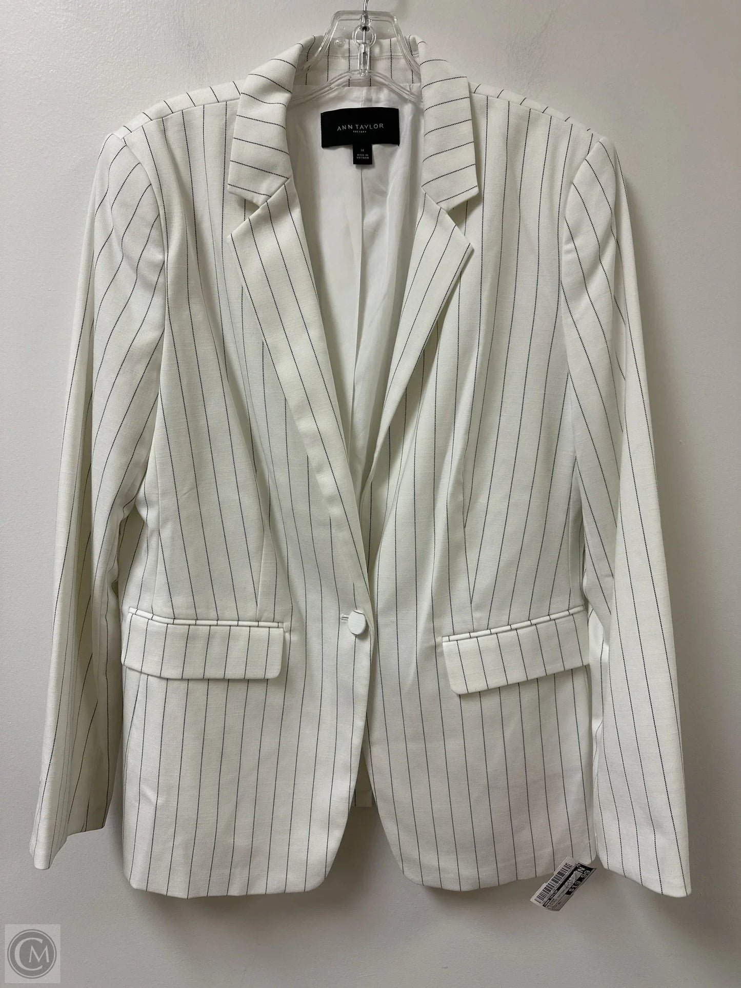 Blazer By Ann Taylor In Striped Pattern, Size: Xl