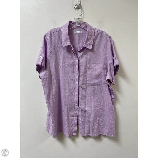 Blouse Short Sleeve By Croft And Barrow In Purple, Size: 2x