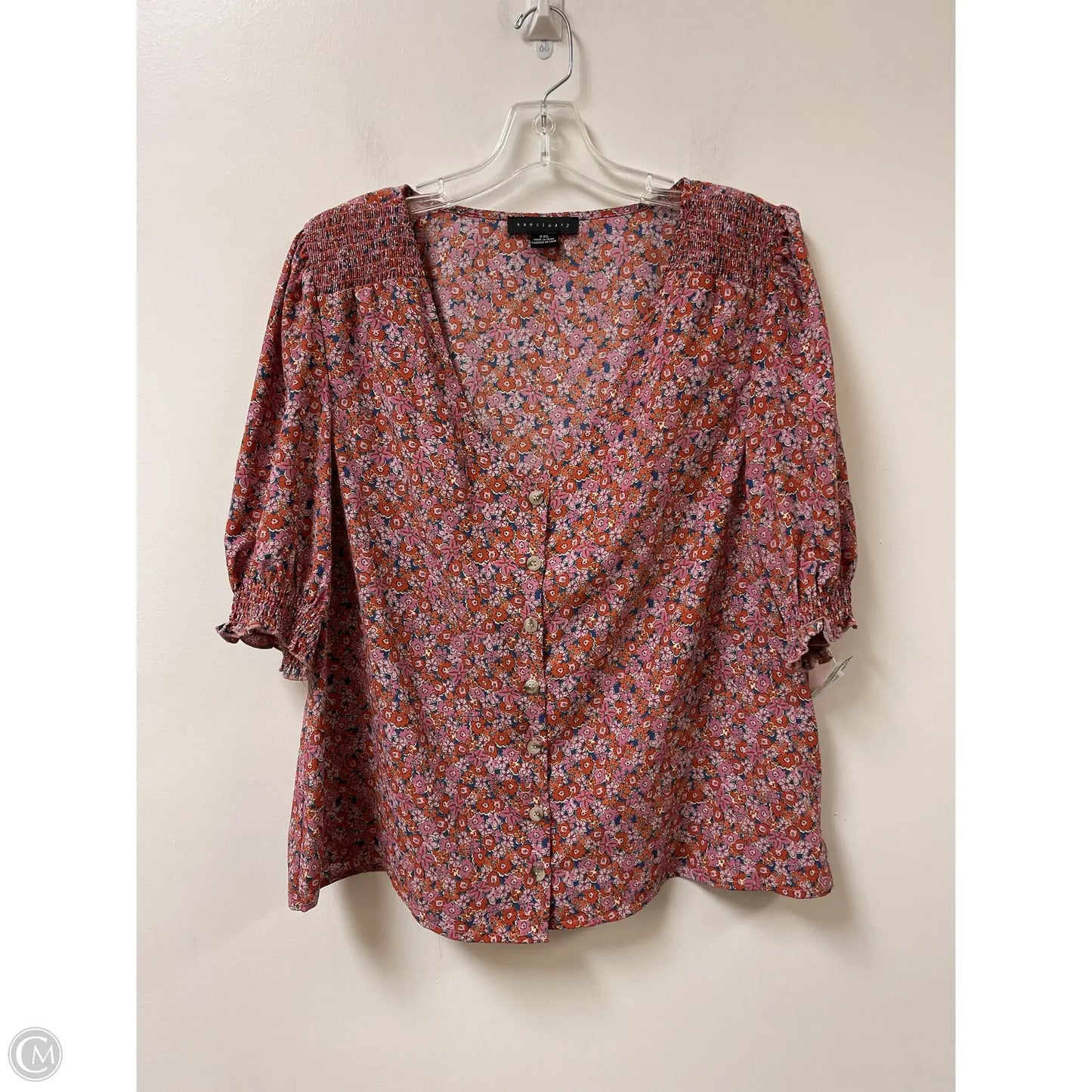 Blouse Short Sleeve By Sanctuary In Orange & Pink, Size: 2x