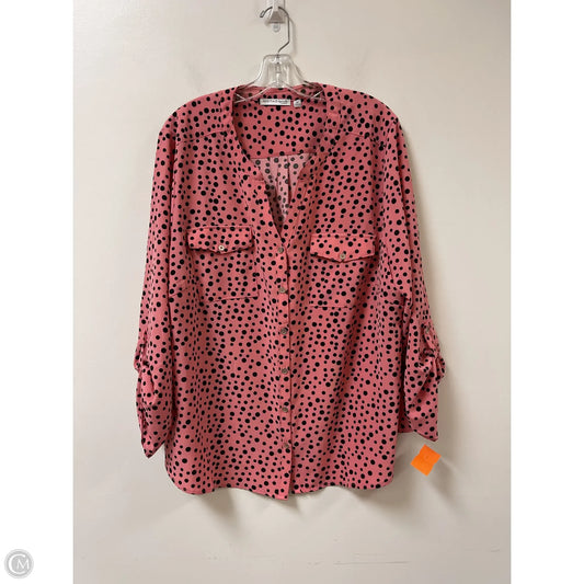 Blouse Long Sleeve By Notations In Black & Pink, Size: 3x