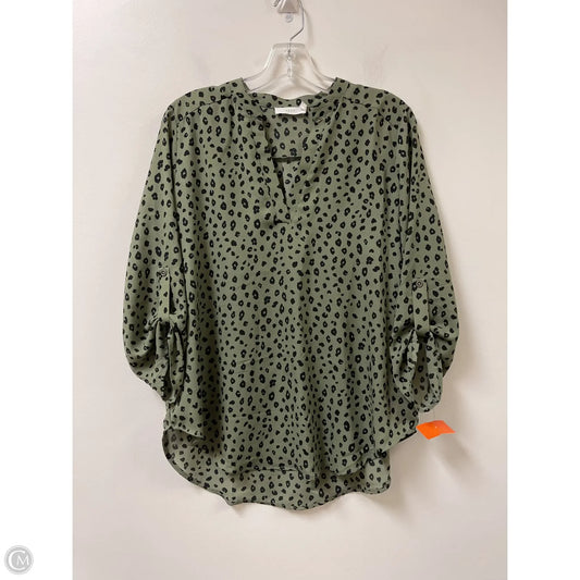 Top Long Sleeve By Lush In Black & Green, Size: L