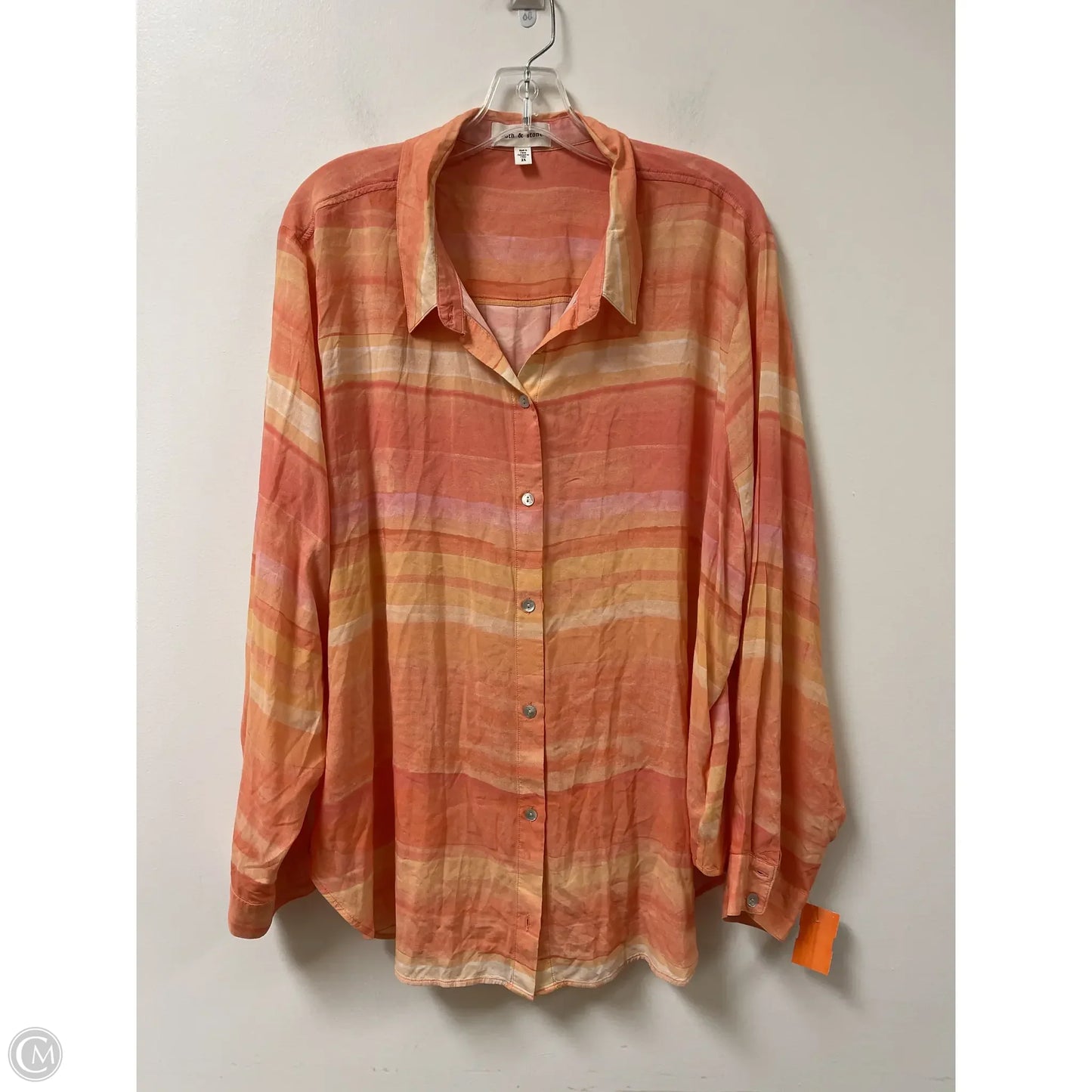 Blouse Long Sleeve By Cloth & Stone In Orange, Size: 2x