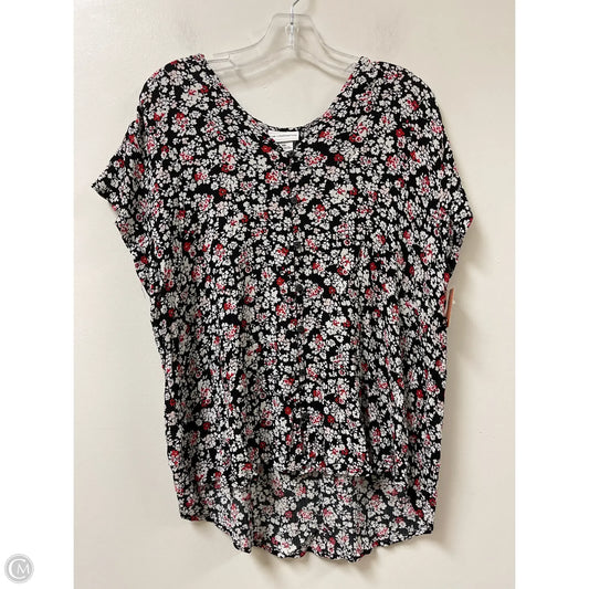 Blouse Short Sleeve By Liz Claiborne In Black & Red, Size: 2x