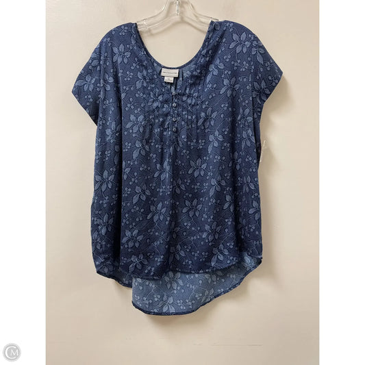 Top Short Sleeve By Liz Claiborne In Blue, Size: 2x