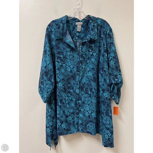 Blouse Long Sleeve By Catherines In Blue, Size: 2x