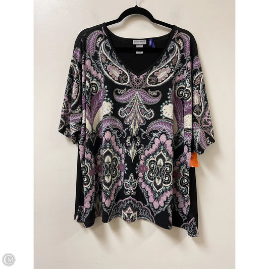 Top Short Sleeve By Catherines In Black & Purple, Size: 2x