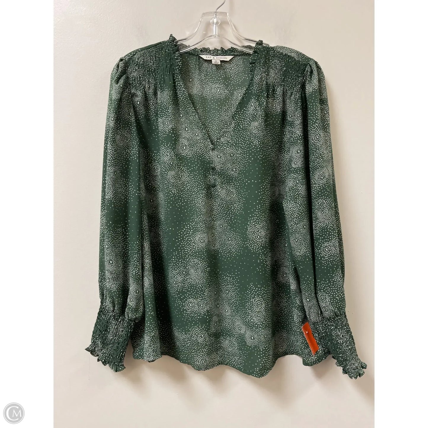 Top Long Sleeve By Zac And Rachel In Green & White, Size: Xl