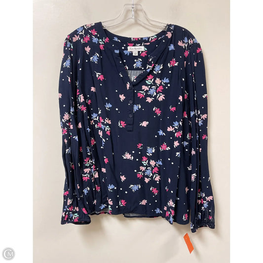 Top Long Sleeve By Kim Rogers In Navy, Size: L