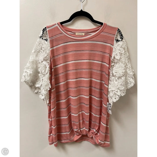 Top Short Sleeve By Cotton Bleu In Pink, Size: L