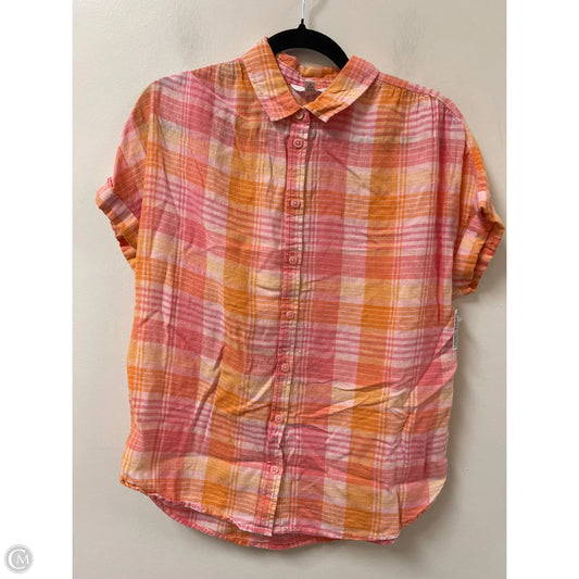 Blouse Short Sleeve By Time And Tru In Orange & Pink, Size: S