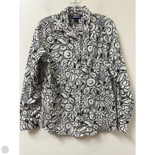 Blouse Long Sleeve By Lands End In Black & White, Size: M