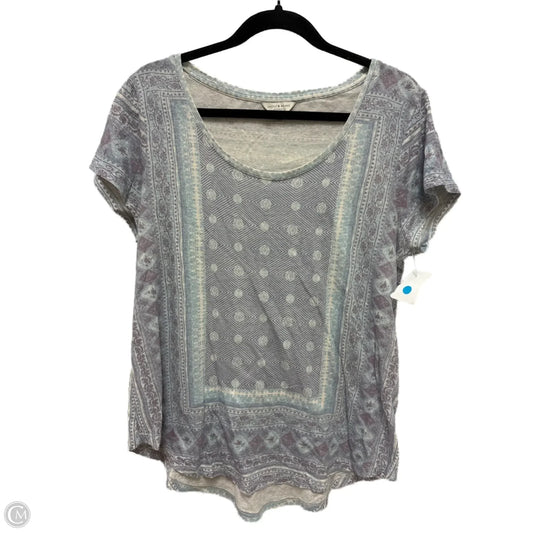 Top Short Sleeve By Lucky Brand In Blue & Purple, Size: L