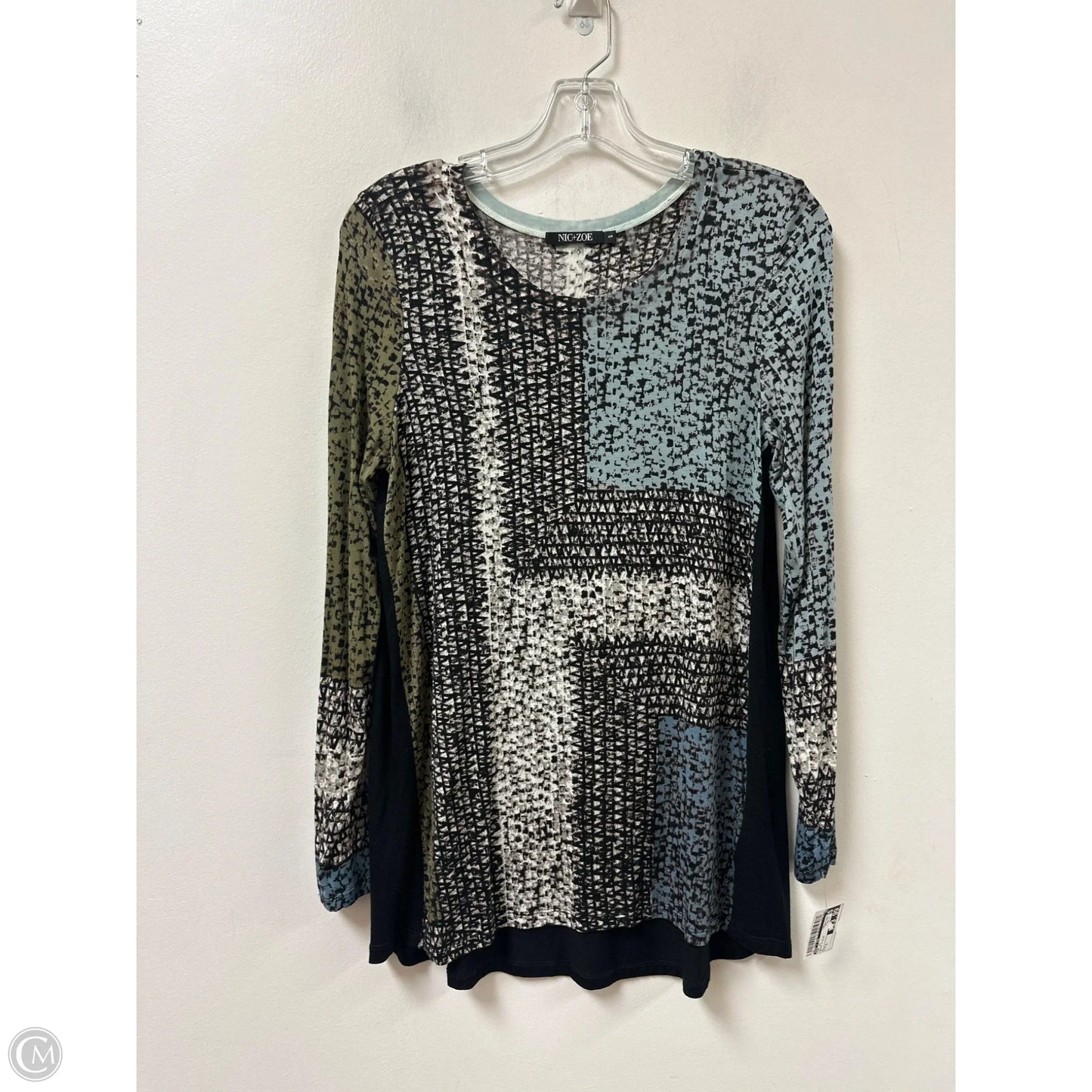 Top Long Sleeve By Nic + Zoe In Black & Blue, Size: S