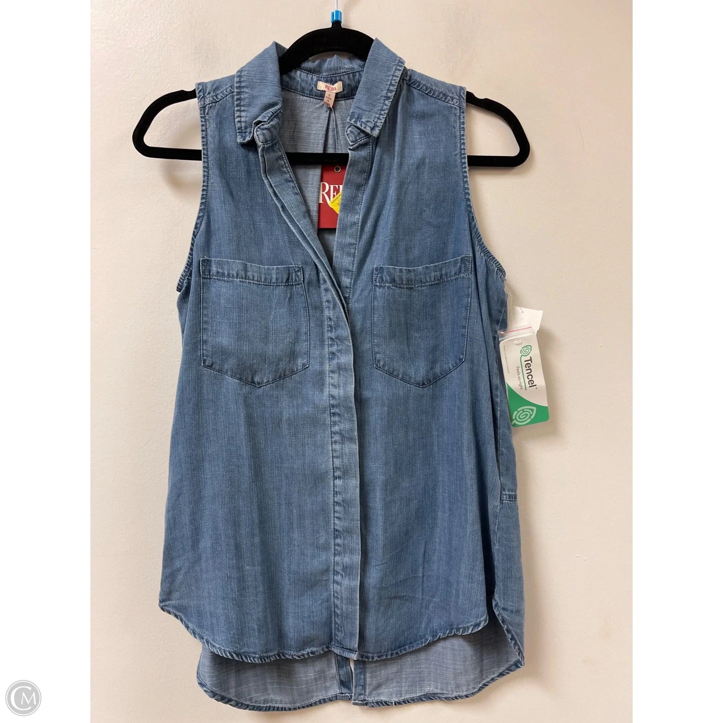 Blouse Sleeveless By Reba In Blue, Size: S