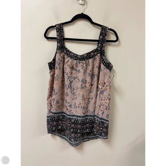Top Sleeveless By Knox Rose In Floral Print, Size: L