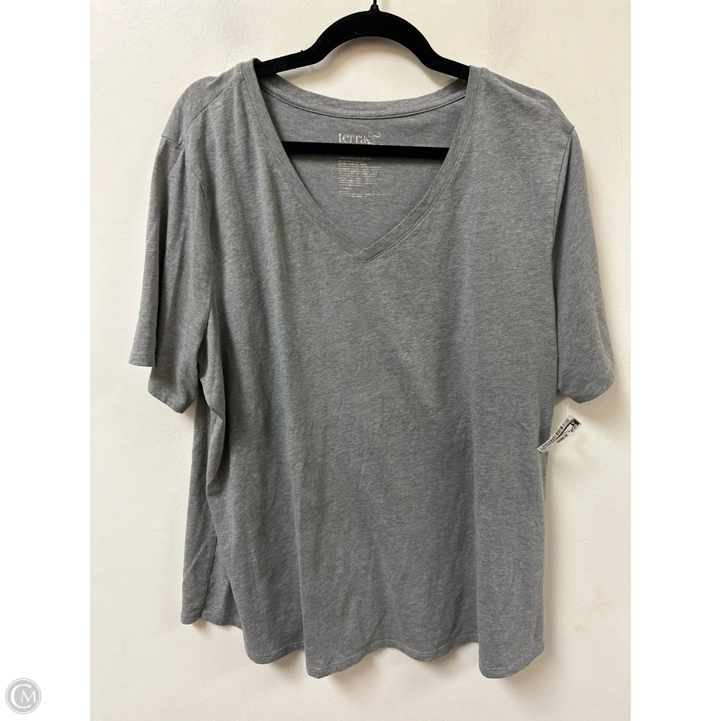 Top Short Sleeve By Terra & Sky In Grey, Size: 2x