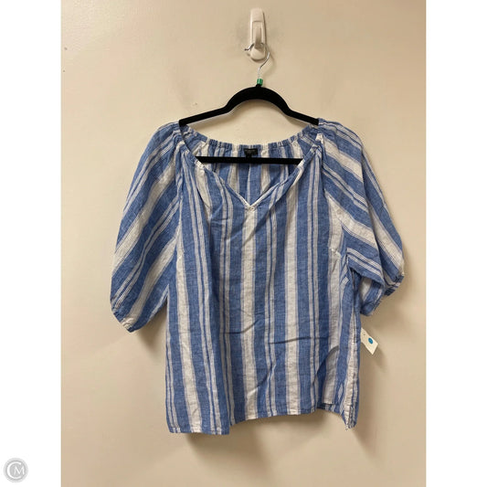 Top Short Sleeve By Talbots In Blue & White, Size: Lp