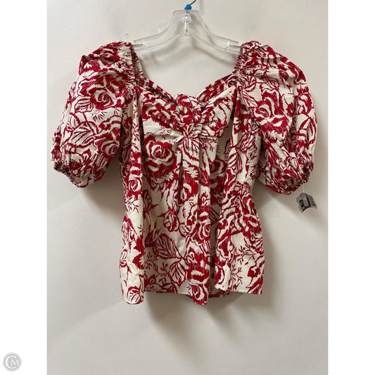 Top Short Sleeve By Express In Red & White, Size: M