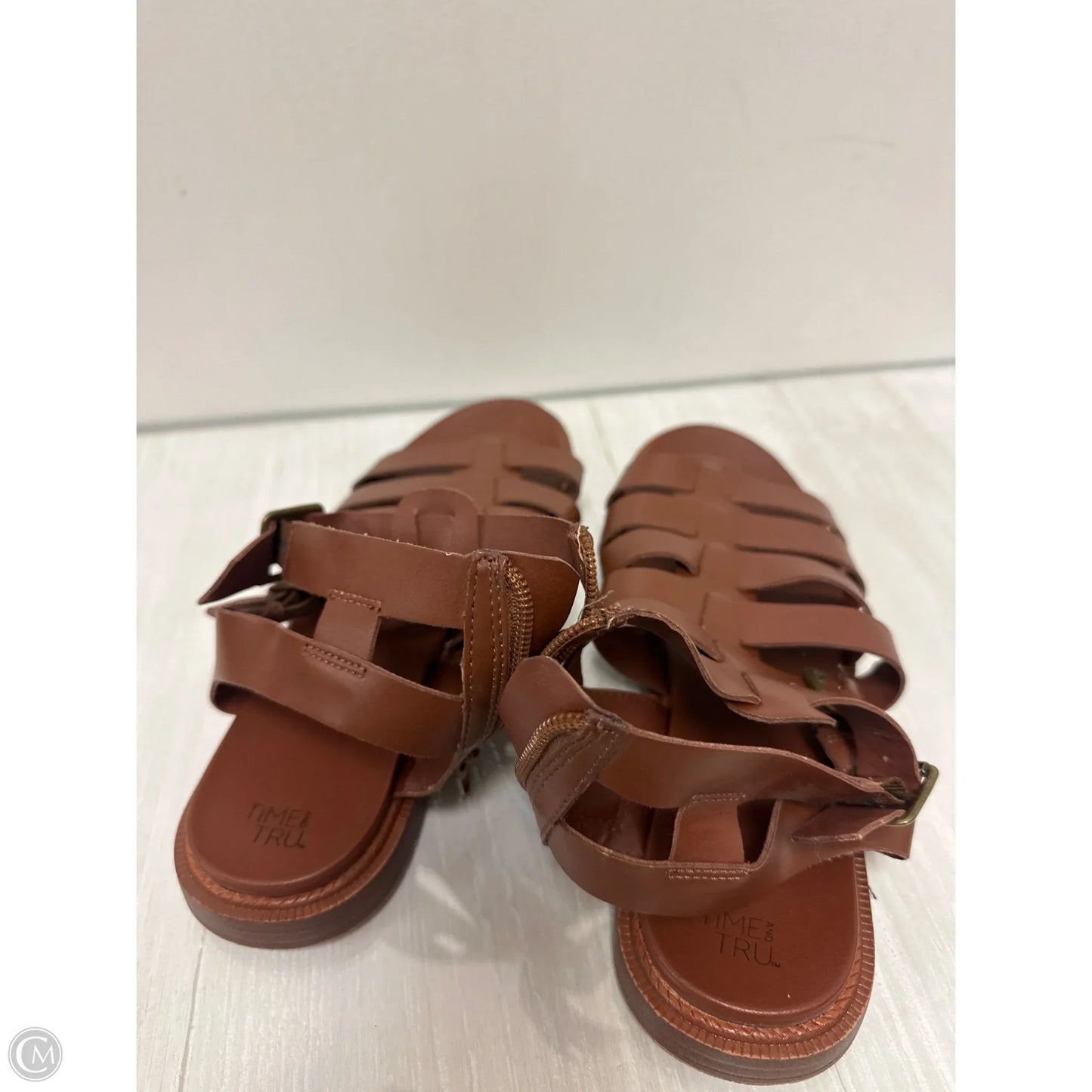 Sandals Flats By Time And Tru In Brown, Size: 8