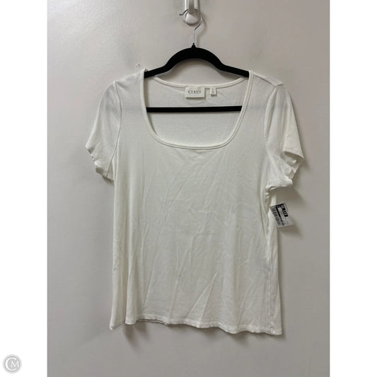 Top Short Sleeve By Cyrus Knits In White, Size: L