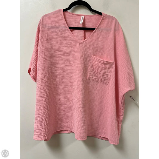 Top Short Sleeve By Zenana Outfitters In Pink, Size: L
