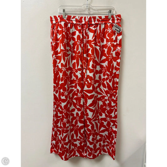 Pants Wide Leg By Loft In Red & White, Size: 16