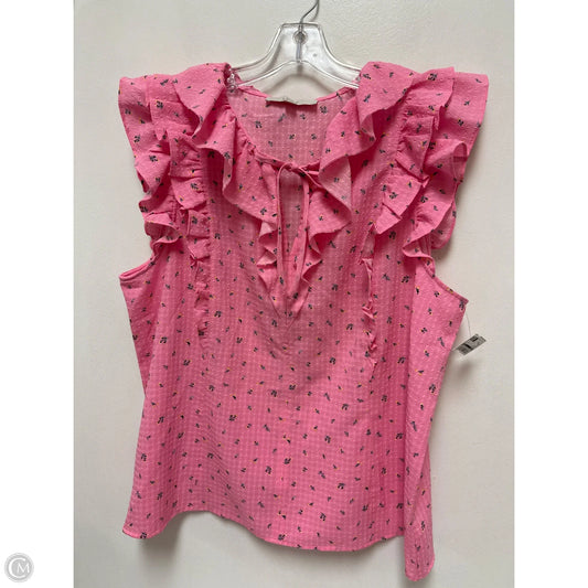 Top Short Sleeve By Loft In Pink, Size: Xl