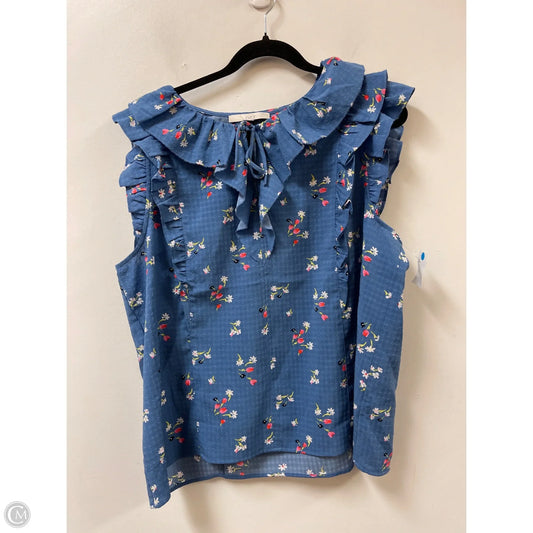 Top Short Sleeve By Loft In Blue, Size: Xl