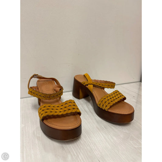 Sandals Heels Block By Clothes Mentor In Yellow, Size: 11