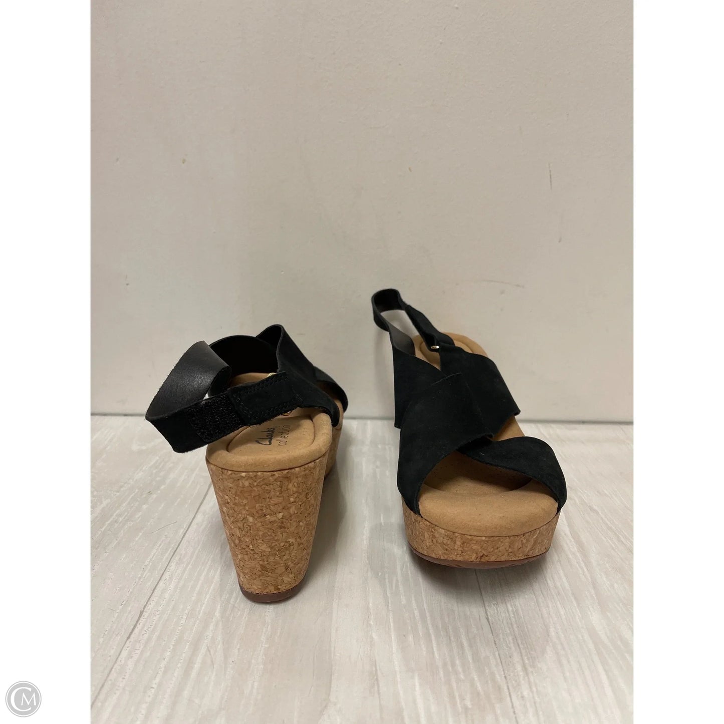 Sandals Heels Wedge By Clarks In Black, Size: 11