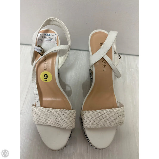 Sandals Heels Wedge By Clothes Mentor In White, Size: 9