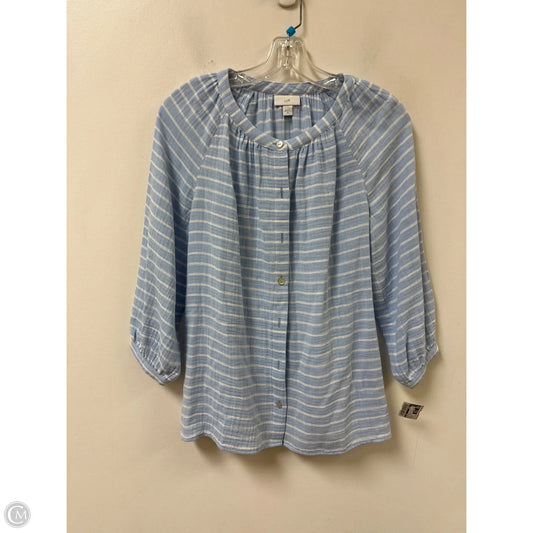 Blouse Long Sleeve By J. Jill In Blue & White, Size: Xs