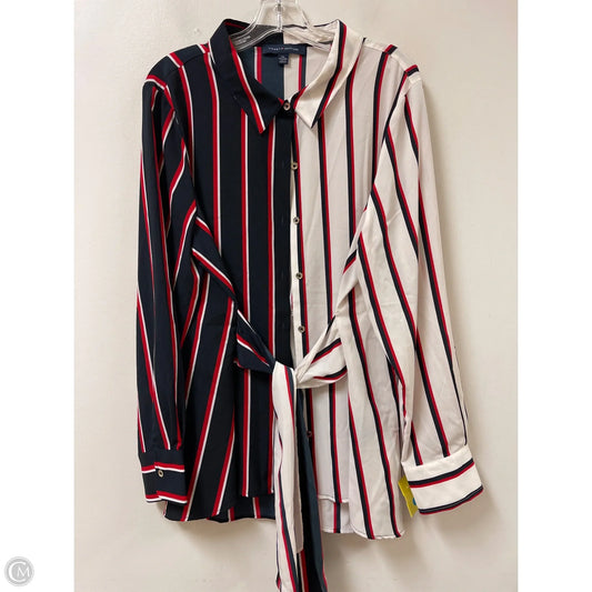 Blouse Long Sleeve By Tommy Hilfiger In Blue & Red & White, Size: 1x