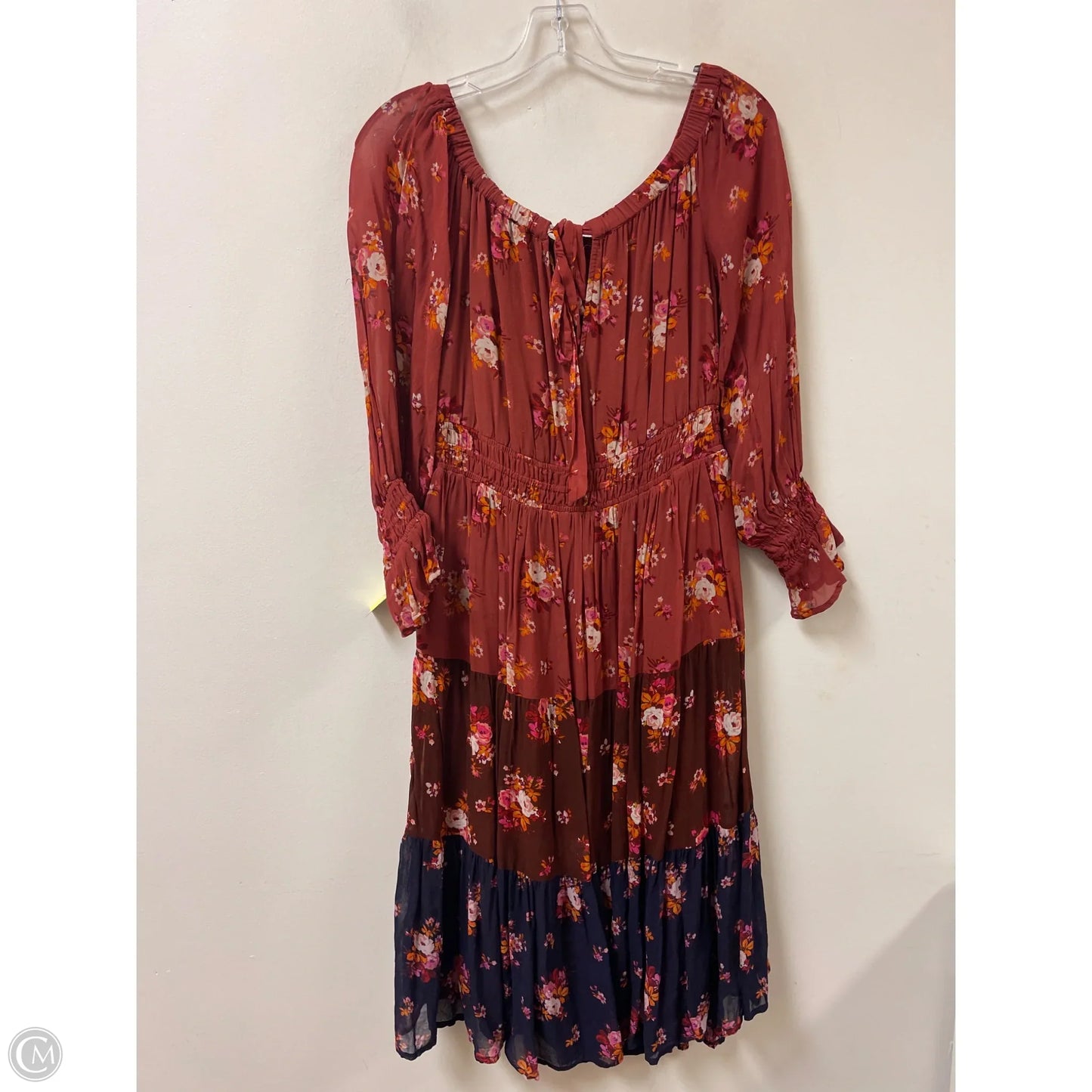 Dress Casual Midi By Anthropologie In Orange & Purple, Size: Sp