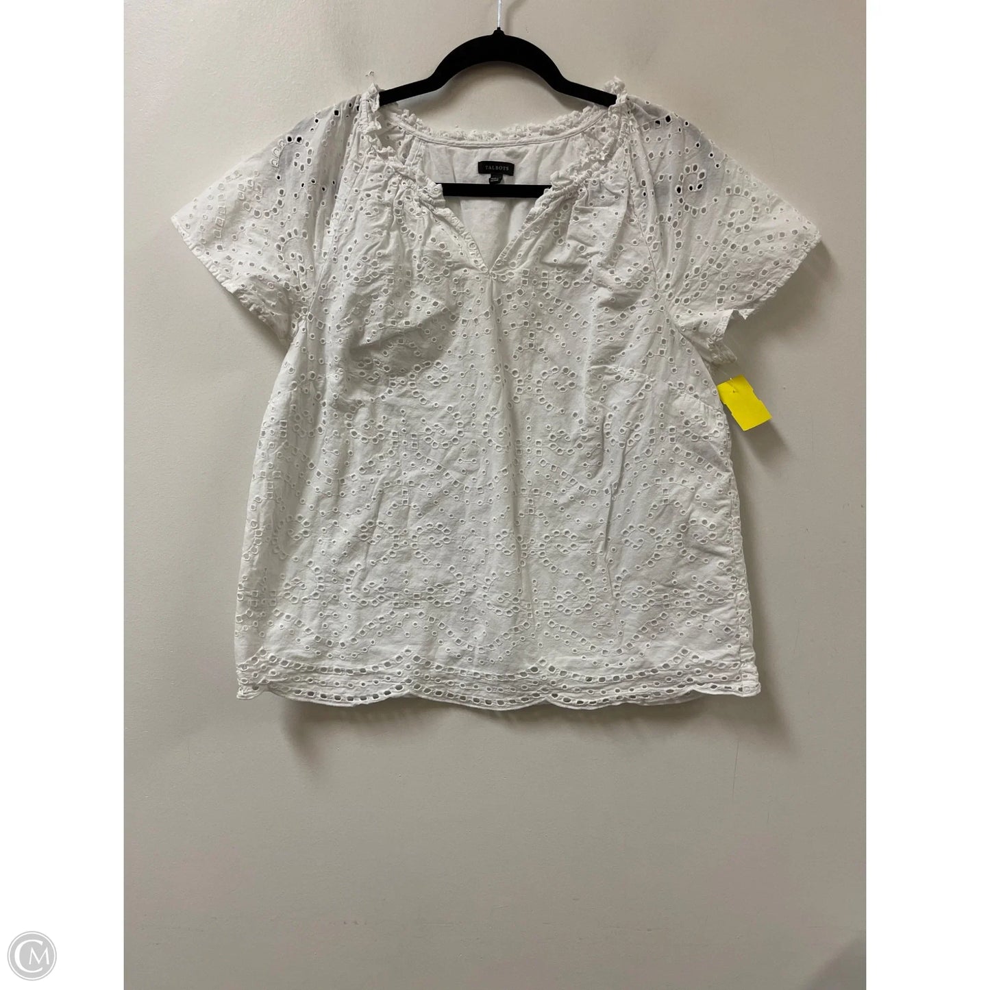 Top Short Sleeve By Talbots In White, Size: L