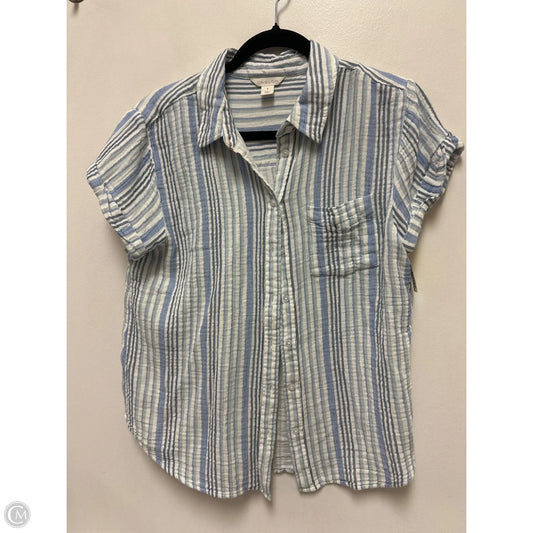 Blouse Short Sleeve By Caslon In Blue & White, Size: M