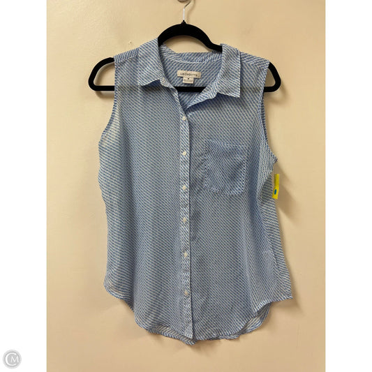 Blouse Sleeveless By Liz Claiborne In Blue & White, Size: M