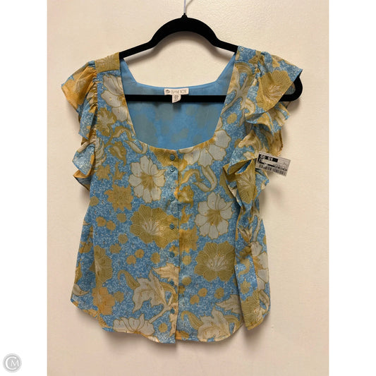 Top Sleeveless By Eliane Rose In Blue & Yellow, Size: S