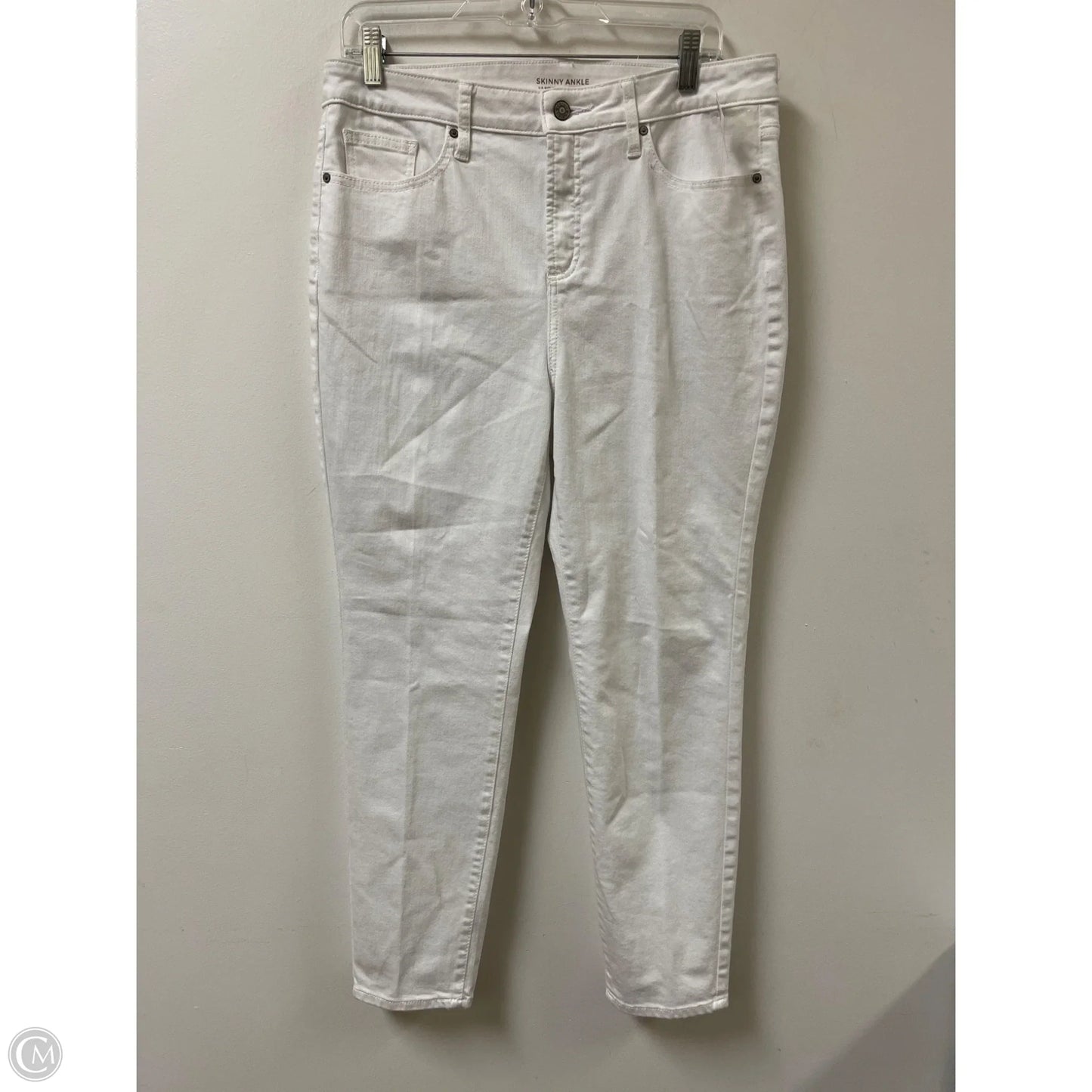 Jeans Skinny By Chicos In White Denim, Size: 12
