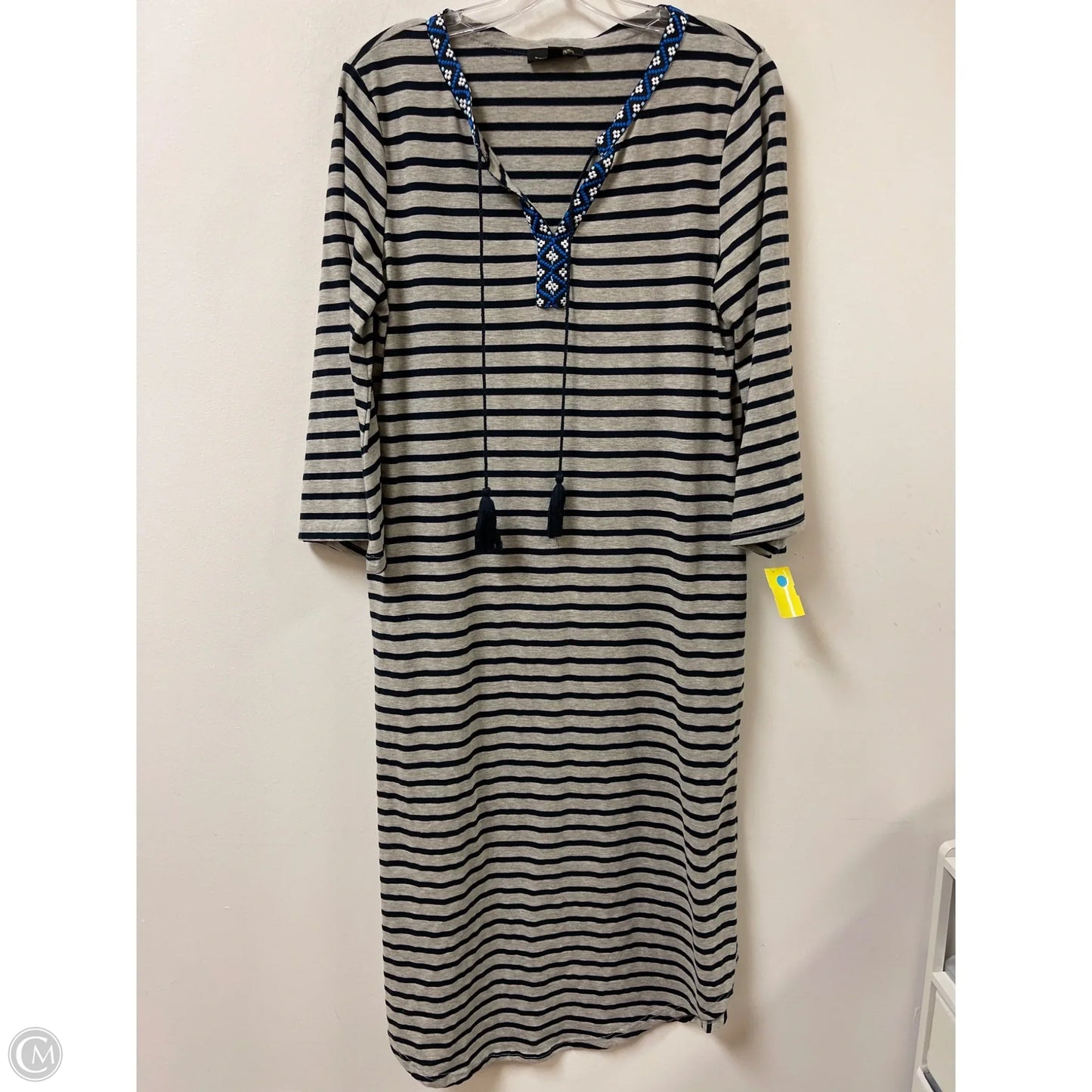 Dress Casual Midi By Suzanne Betro In Striped Pattern, Size: L