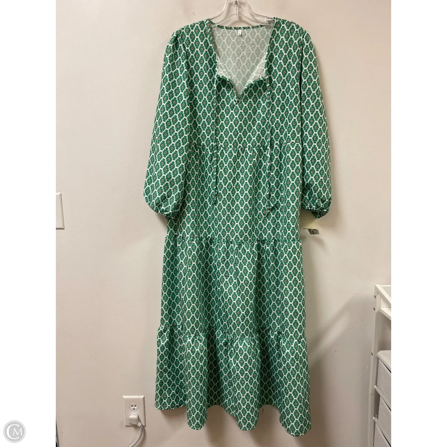 Dress Casual Maxi By Clothes Mentor In Green & White, Size: Xl