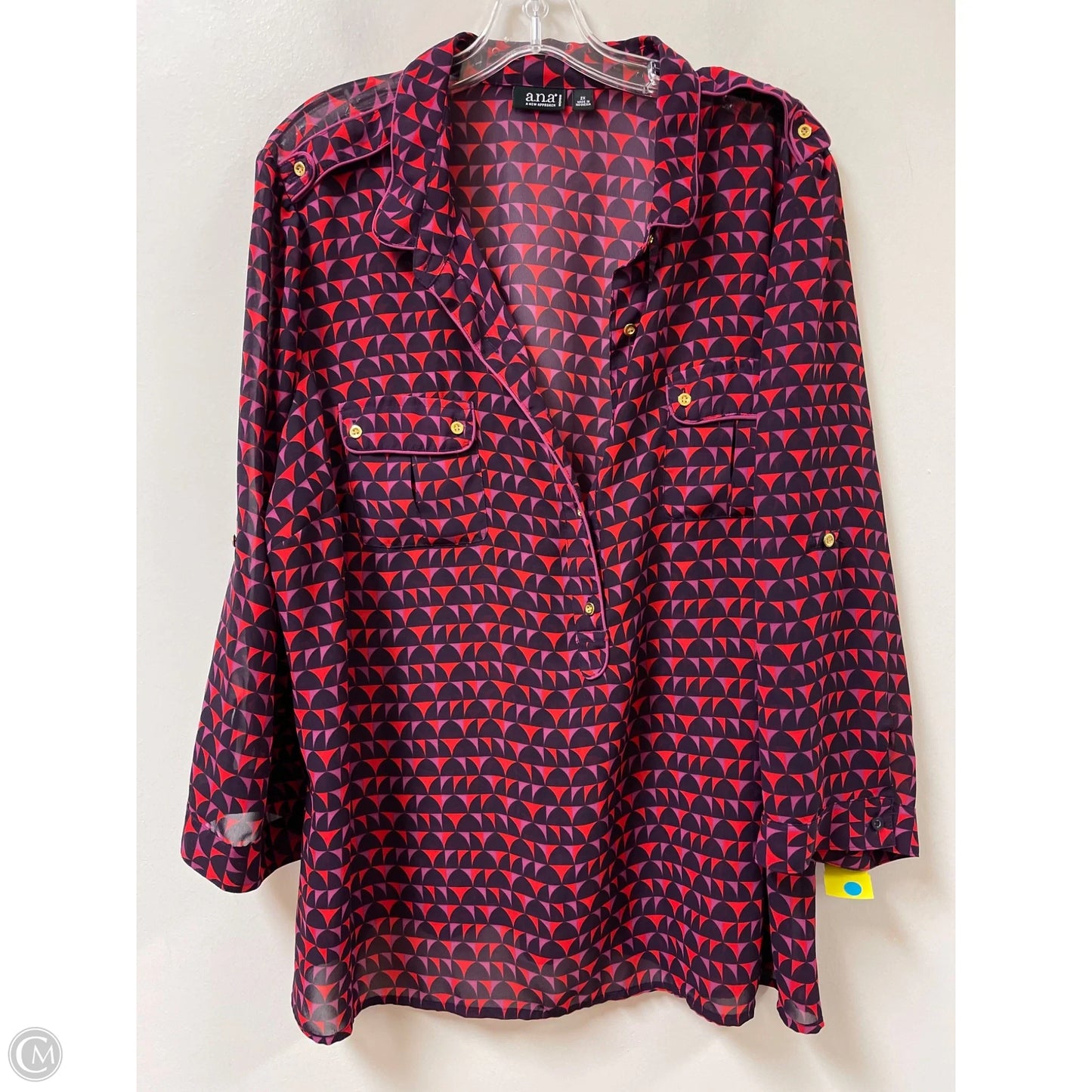 Top Long Sleeve By Ana In Purple & Red, Size: 2x