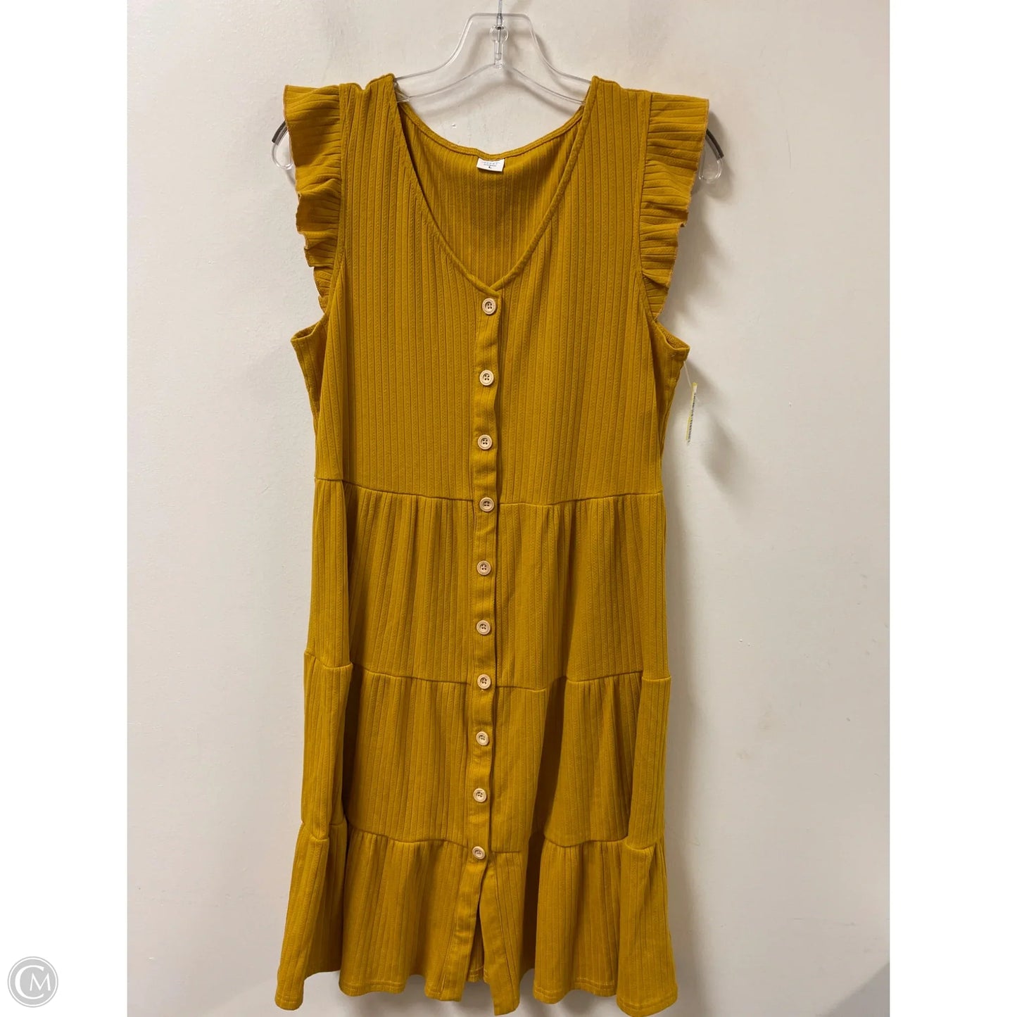 Dress Casual Midi By Clothes Mentor In Yellow, Size: L