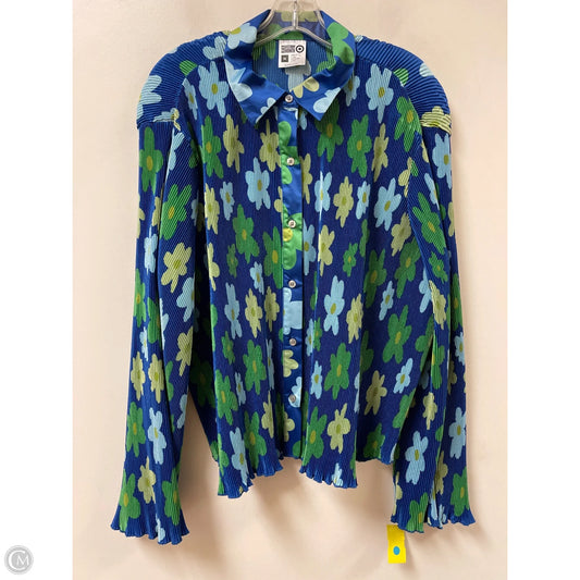 Blouse Long Sleeve By Target In Blue & Green, Size: 1x