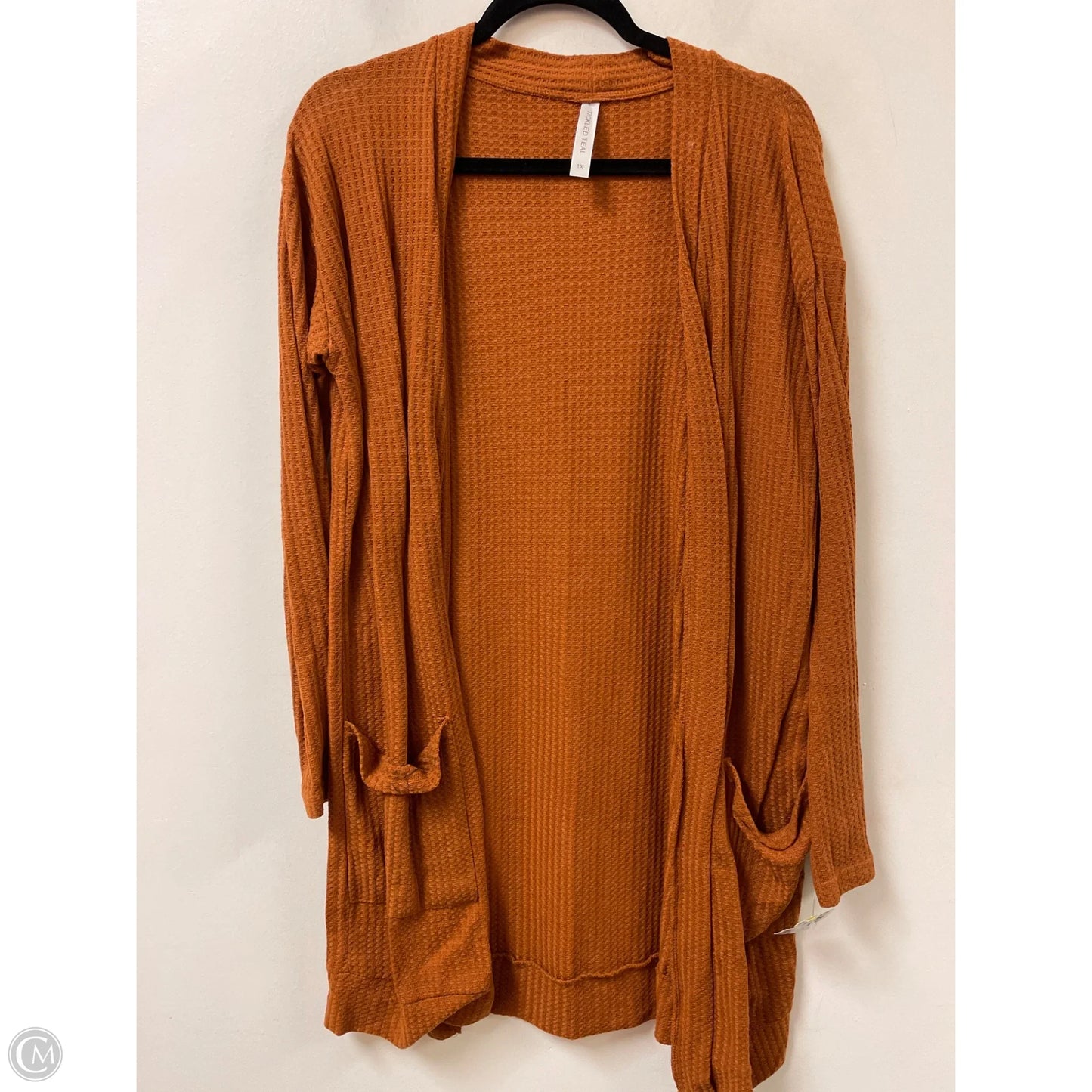Sweater Cardigan By Tickled Teal In Orange, Size: 1x